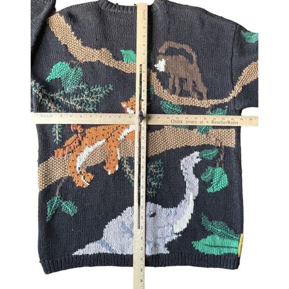 Belle Pointe Novelty Jungle Safari Cardigan Knit Sweater VTG 90s XL Women RARE - Picture 10 of 12